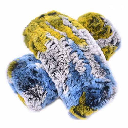 XUYUZUAU Winter Handschuh für Frauen Echtes Rex Kaninchenfell Handschuhe Fäustlinge Flexibel Warmen