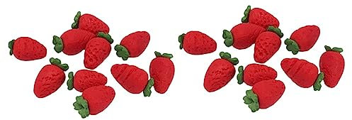Toyvian 20 STK Simulierte Erdbeere Mini-erdbeer-Ornament Tischdecke Obst Platte Mini-erdbeeren Schreibtischaufsatz Obstdekor Erdbeer-Modell Tischdekoration 3D Dekorationen Künstlich Harz