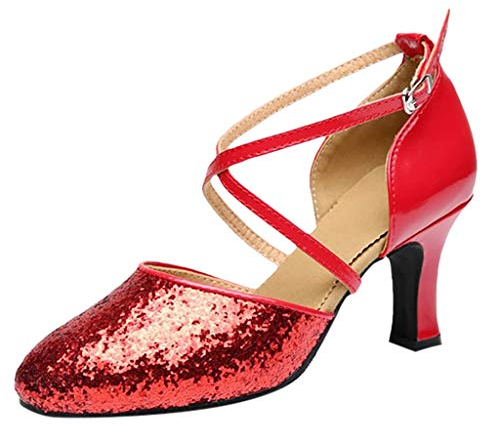 DAIFINEY -Schuhe Quadratische Schuhe Abschlussball Lateinischer Tanz Damen -Tanz Ballsaal Mittlerer Absatz für Damen Damenschuhe Weite H Schwarz