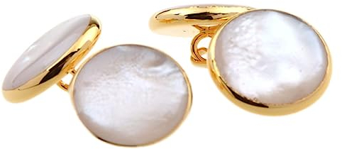 Manschettenknöpfe 2 Stück Doppelseitig Perlweiß Muschel Manschettenknöpfe Emaille Muschel Kette Herren Und Damen Hemd Manschettenknöpfe Gold