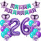 Luftballons 26. Geburtstag Frauen deko Lila Geburtstagsdeko 26 jahre Frauen Geburtstag dekoration 26 Happy Birthday deko 26. Geburtstag Frauen lila Folienballon 26 Geburtstag Frau ballon lila
