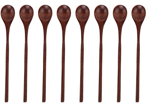 Hztyyier Set di Cucchiai di Legno Cucchiaini da tè Cucchiaio da caffè Manico Lungo Stoviglie per Miele Kit per Mescolare i Vassoi Other Collectibles