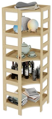 Lenmar Serie R, Natur, Braun, Holzregal, Kiefer, Holz, Hellbeige, 3-5 Böden, 89-166 cm Bücherregal, Holzregal, Standregal, Wandregal (R-12, 166x56x56 cm, 5 Böden, Natur)