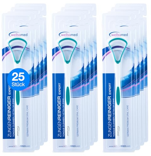 Wellsamed 25 Stück Zungenreiniger Expert Grün, für eine gründliche Zungenreinigung