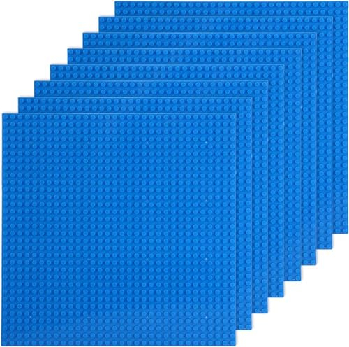 Juego de 8 placas de construcción compatibles con la mayoría de las marcas, placa base clásica, compatible con placa de construcción Lego Classic, 25,5 x 25,5 cm, placa base azul