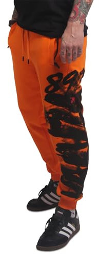 Yakuza Herren Brushed Casual Jogginghose, Orange Popsicle, L
