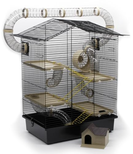ZooPaul XXL Nagerkäfig Hamsterkäfig schwarz beige Maus Käfig Tunnelsystem Zubehör