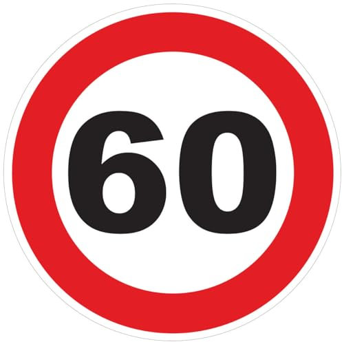 Autocollant Sticker Limitation de Vitesse Autocars Cercle Rouge - Tracteur Poids Lourds Disque limitation Vitesse Camion 60 KM/H adhésif - 20 cm Diamètre