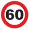 Autocollant Sticker Limitation de Vitesse Autocars Cercle Rouge - Tracteur Poids Lourds Disque limitation Vitesse Camion 60 KM/H adhésif - 20 cm Diamètre