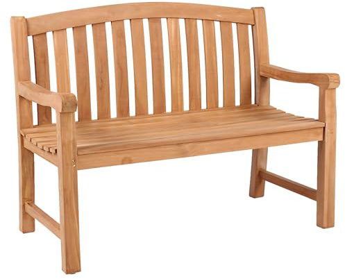 Gartenbank Holzbank klassisch Braun Natur Parkbank aus Teakholz ca.120 cm Breit für 2 Personen