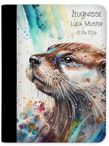 CreaDesign Customize A4 Zeugnismappe für Kinder - 26.7 x 32.7 x 1 cm, erweiterbar auf bis zu 20 Fächer, Sichtbuch ohne Klarsichthüllen, Otter Design, Dokumentenmappe für Schüler