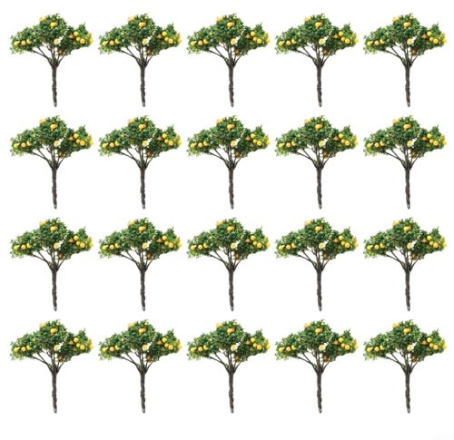 SMZhomeone 20Pcs Orange Fruit Model Trees 4Cm Architecture Trees Model Train Diorama Garden Orchard Scenery Miniature for FOREST Railroad Scenery