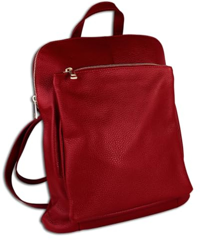 Toscanto Damen Cityrucksack Leder Tasche dunkelrot OTT610RD Leder Cityrucksack