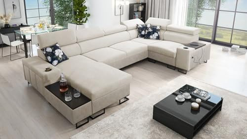 All4All Ecksofa Melani IV Mini 335x205x170cm- Schlaffunktion - Bettkasten - U-Form - Couch - Eckcouch - Schlafsofa - Wohnlandschaft - Sofa - Polstersofa - Freya 210.02+Tauro8203 - Seite Links - 26