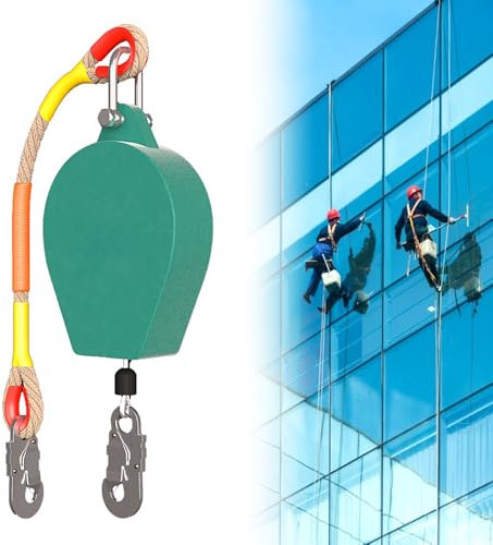 YANGUN Höhensicherungsgerät Absturzsicherung 10m, Selbsteinziehende Rettungsleine, Höhensicherungsgerät Set, Klettern Sicherungsgerät Einziehbar Absturzsicherung Maximale Belastung 150kg