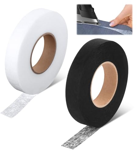 VFANDV Saumband zum Aufbügeln 2 Rolle, Bügelband 64m/Rolle Länge und 20mm Breite Klebeband zum Aufbügeln Waschfest Selbstklebend Stoffklebeband Nahtband für Stoffen Vorhänge und Kleidung