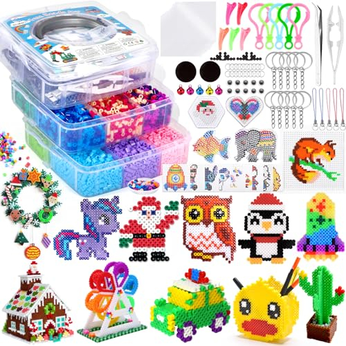 NLMWTI Cuentas Para Planchar, 11500pcs Abalorios Fusibles de 20 Colores Set con Caja de Almacenamiento, Diseño de joyas, 3D Regalo de cumpleaños o Navidad para niños