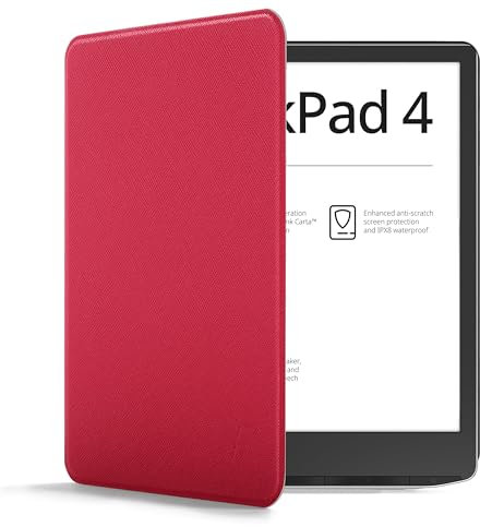 Forefront Cases Étui pour Pocketbook InkPad 4 et Pocketbook InkPad Color (Colour) 3 et 2 - Rouge - Mince, Léger et Protection Coque, Fonction Automatique Veille/Réveil Intelligente Étui (Housse)