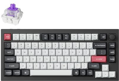 Keychron Q1 HE QMK Kabellose benutzerdefinierte mechanische Tastatur mit Drehknopf, 2,4 GHz/Bluetooth/Wired 75% Layout Hot-Swappable Programmierbare RGB-Hintergrundbeleuchtung Gateron Magnetschalter