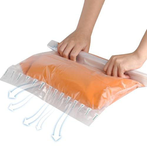8 Pcs Roll Up Compression Storage Bags, Small 40x60cm Space Saver Bags for Clothes Travel Essentials, No Pump Needed
