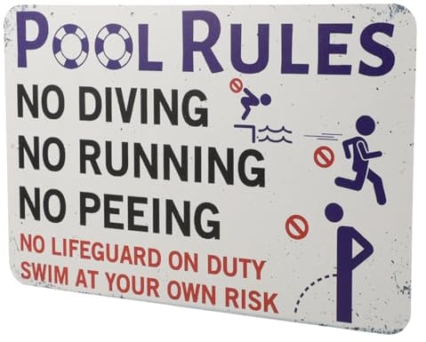 SEWOART Wetterfestes Metallschild Pool-regeln Warnschild Für Gartenpool Dekorativ Robust Leicht Zu Hängen Zur Am Schwimmbecken