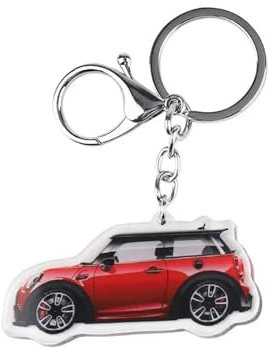 Mini-Auto-Schlüsselanhänger-Zubehör, universeller Metall-Acryl-Schlüsselanhänger für Mini Cooper/Cooper S Zubehör 2014–2022, Rot/Ausflug, einfarbig (Getaway Solids), Mini