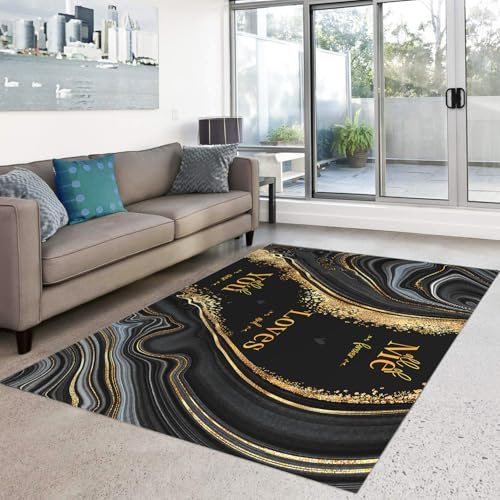 HOSIMA Marmor Teppich - Weiche Schlafzimmer-Matte, Marmor-Bedruckt, Kurzflorig, Waschbar (A-Marmor 160 x 120)