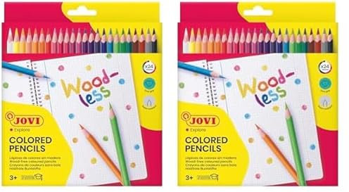 Jovi - Lápices de colores Woodless de 24 unidades Colores surtidos (734/24) (Paquete de 2)