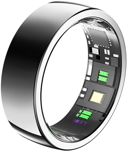 Smart Ring Fitnessring Silber Damen Herren Fitness Tracker Herzfrequenzmessung Schlaf Tracker Smartring für Android iOS Größe 8