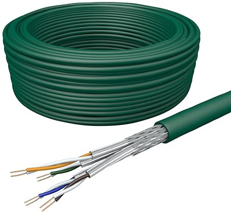 Draka Netzwerkkabel Patchkabel LAN Kabel Flexibel Cat 7 S/FTP PiMF LSZH Halogenfrei AWG 26/7 Installationskabel Datenkabel PoE 100% Kupfer UC900 Flex 10Gbit/s (Grün, 100m)