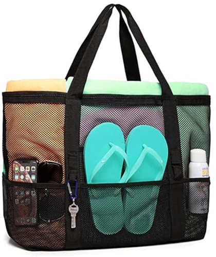 Anicy Sac de plage XXL Famille Camping - Sac de plage pour femme avec fermeture éclair - Grand sac de plage pour la plage, la piscine, la salle de sport