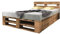 Lermowood Palettenbett M2 aus Holz 200 x 200 cm Eiche mit Kopfteil und 2 Bettkästen Holzbett 40cm Stabiles Seniorenbett Kinderbett Jugendbett Gästebett erhöhtes Bettgestell Futonbett Komforthöhe