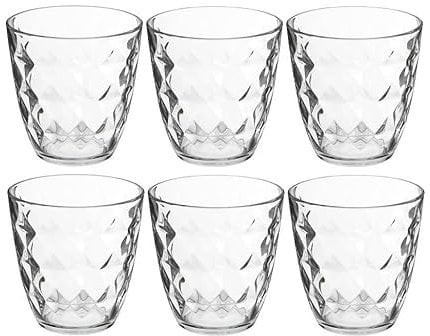 Lots De 6 Gobelets En Verres 25 Cl | Verres à Eau Décorés | Fabrication Française | Empilables | Tous Usages (Diamants)