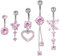 Tucnoeu 5pcs Piercing Bauchnabel Rosa Schmetterling Bauchnabelpiercing 14G 1.6mm Edelstahl Bauchnabel Piercing Schmuck