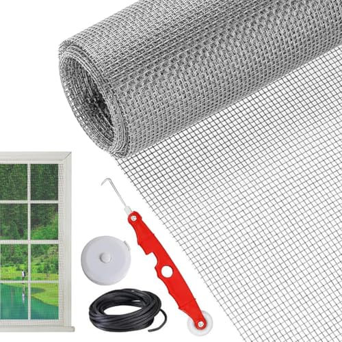 YNPQTDS Kit de repuesto para puerta mosquitera | 157 x 47 pulgadas, kit de reparación de puerta corredera resistente, red a prueba de mascotas con herramienta rodante para interiores y exteriores