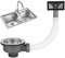 Fregadero de 114 mm, válvula de cesta colador de acero inoxidable con rebosadero, cesta de colador, fregadero de cocina, desagüe de acero inoxidable, cesta de colador con interfaz rectangular para