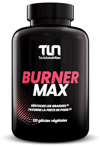 BURNER MAX | Brûleur de Graisse Hautement Dosé | Caféine Naturelle + L-Carnitine + Guarana | Burner Thermogénique, Lipotrope, Coupe-Faim | Action Minceur et Perte de Poids | 120 Gélules Vegan | TLN