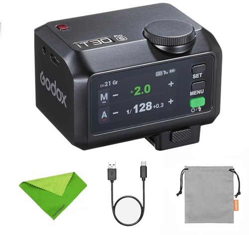 Godox iT30Pro-F Mini Flash Appareil Photo, 2.4GHz System TTL Auto-Exposition Flash de Poche, Syncronisation Haute Vitesse 1/8000s HSS avec Écran Tactile Couleur, Compatible with Fuji Cameras(Noir)