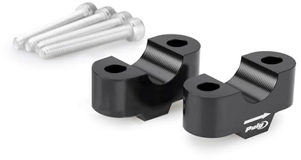 Puig 21809N Handlebar Risers Black to raise your motorcycle's handlebar; improves riding ergonomics with Hi-Tech design and high-precision anodized aluminum machining