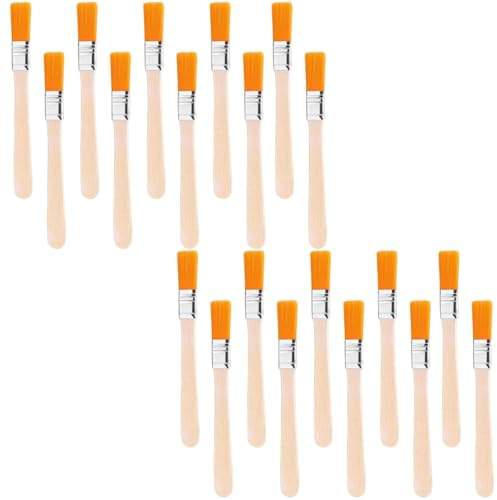 20Pcs Wood Small Paint Brush Set,Soft Bristle Flat Brush | Painting Neatly Trimmed Gloss Paint Tools,Comfortable Hold,for Paint Watercolor Keyboard Cleaning