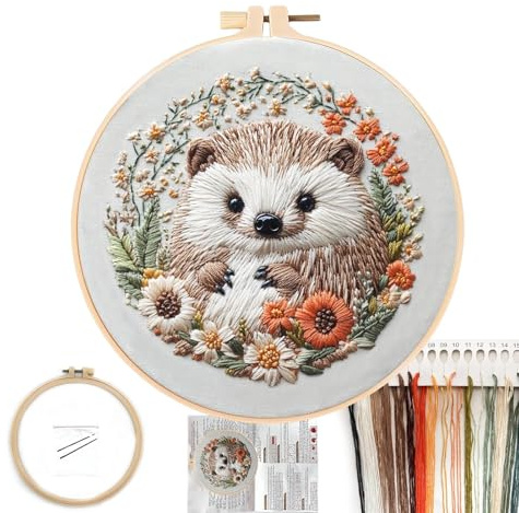 BAGUBDR Embroidery Kit,Embroidery Kits,Hedgehog Tapestry Kits for Adults,Beginner Friendly Design for Handicraft Enthusiasts, Suitable for Home Decoration Or Gift Giving