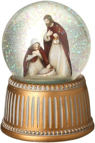 Heaven Sends Gold Heilige Szene Schneekugel mit Musik - Weihnachtskrippe Weihnachtsdekoration mit Glitzer Wasserkuppel und traditioneller Melodie