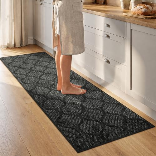 COSY HOMEER Nonslip Kitchen Rug Runner 60 x 180cm, Dark Grey | Machine Washable, Roll-up Packaging, Polypropylene, Non Slip Rubber Backed, for Multiple Uses