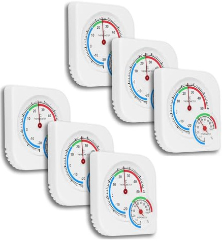 6 Pezzi Termoigrometro Analogico, Termometro e Lgrometro Senza Fili, Mini Ermometro Lgrometro Analogico Lnterni ed Esterni, uso Lnterno Ed Esterno, con Scala Analogica per Giardino, Auto