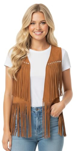 Maskworld Fransenweste braun - Kostüm-Oberteil für Damen & Herren - Unisex - Größe: M-L - Kostüm-Accessoire Karneval & Festival