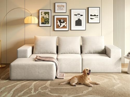 YITAHOME Ecksofa L-Form, Boneless Sofa mit Schlaffunktion, Modular Cord
