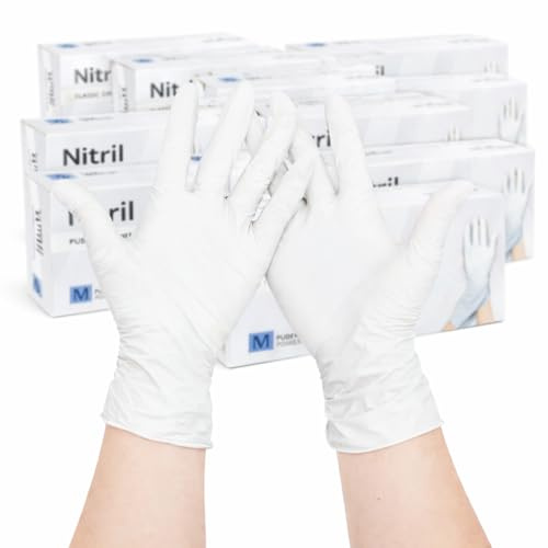 buxmed 1.000 Stück Nitrilhandschuhe L Einweg Weiß, Einweghandschuhe, Handschuhe, Einmalhandschuhe Nitril, Untersuchungshandschuhe, Latexfreie Gloves, Küchen Zubehör, Tattoo & Friseur Zubehör