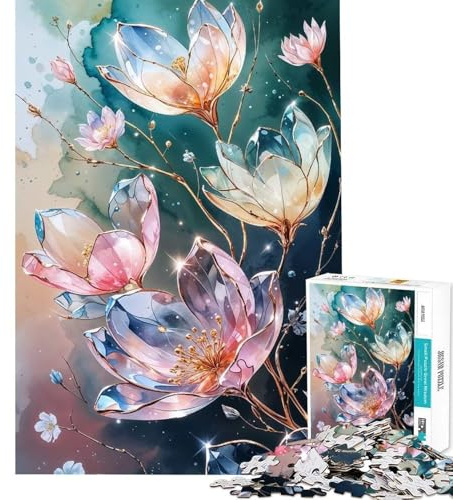 Rompecabezas para Adolescentes de 1000 Piezas con Flores de Cristal Luminosas Ejercicio de concentración y Velocidad Diseño de Bordes Diversión Garantizada para el Tiempo Libre