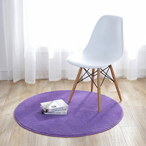 Fouriding Einfarbig Rund Teppich weicher Kurzflor Teppiche fürs Wohnzimmer, Esszimmer, Kinderzimmer, Schlafzimmer und die Küche geeignet Lila 60cm