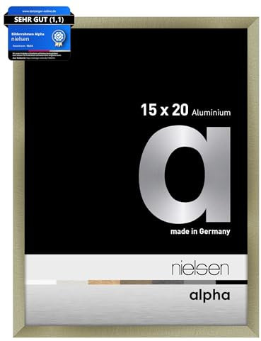 nielsen Bilderrahmen, 15 x 20 cm, Aluminium, Edelstahl matt, Fotorahmen zum Auftstellen und Aufhängen im Hoch- & Querformat, Echtglas, Alpha
